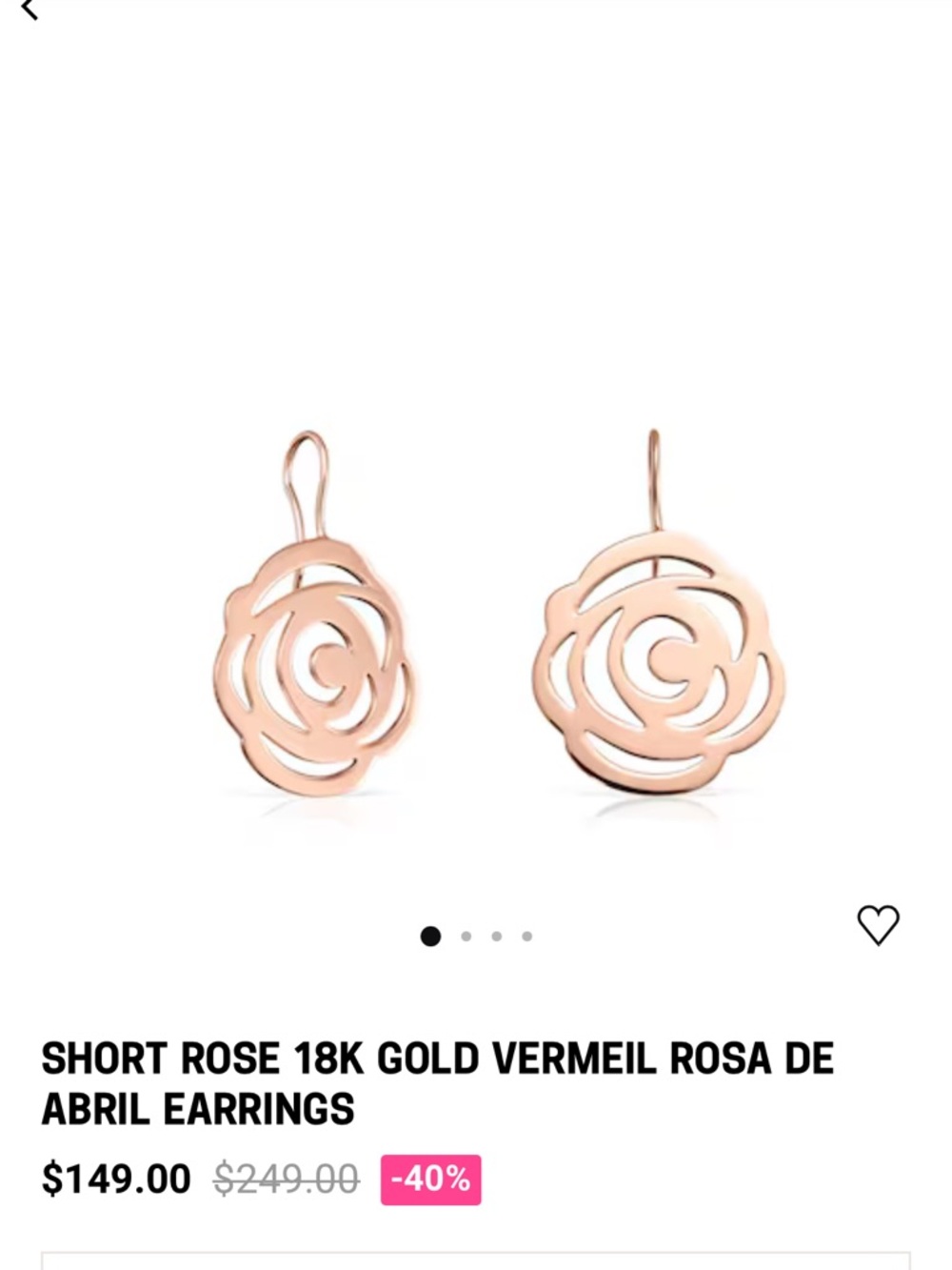 Tous Auth Rose Flower Drop Earrings in 18k Rose Gold Vermeil (see description)